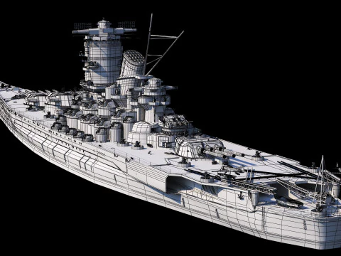 Yamato Class Battleship 3D Model