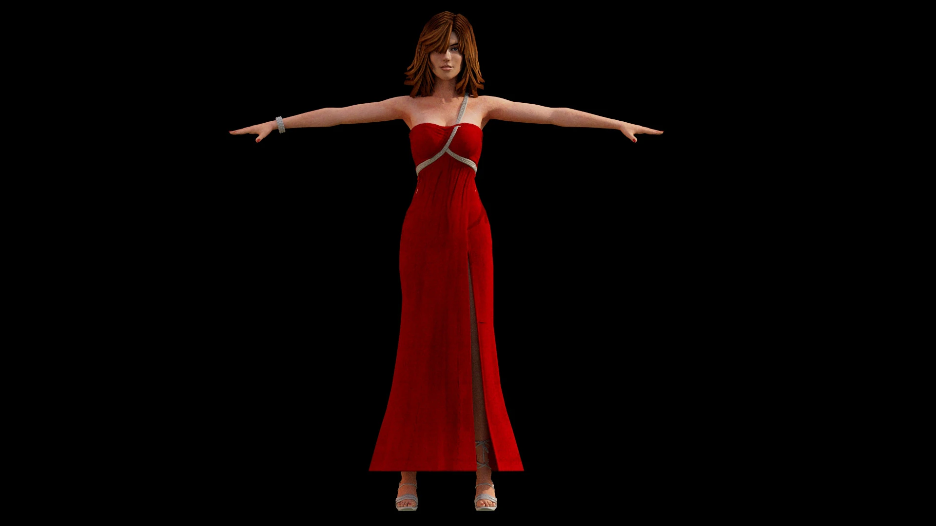Beautiful Women in Dresses 3D Model .c4d .max .obj .3ds .fbx .stl .blend