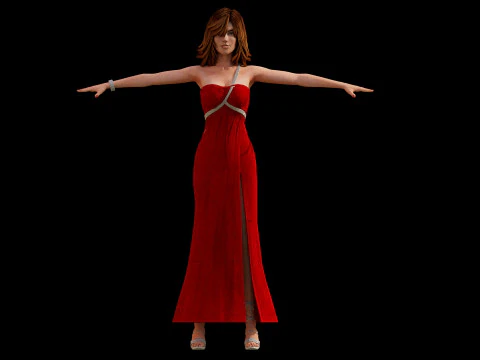 드레스를 입은 아름다운 여성 3D 모델