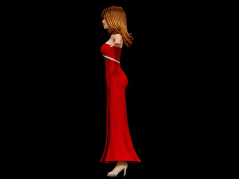 Beautiful Women in Dresses 3D Model