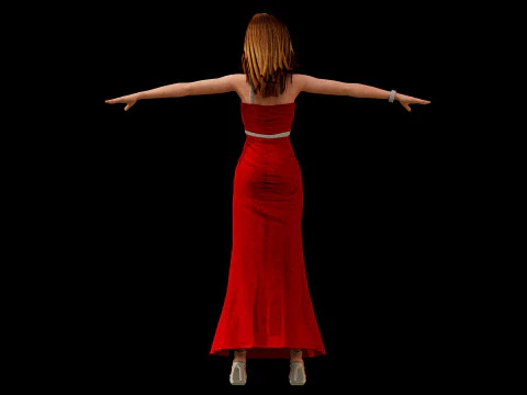 Beautiful Women in Dresses 3D Model