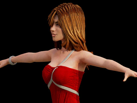 Beautiful Women in Dresses 3D Model