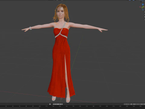 Beautiful Women in Dresses 3D Model