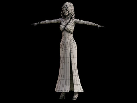 Beautiful Women in Dresses 3D Model