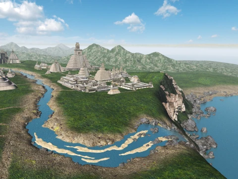 古代マヤ都市遺跡寺院複合施設環境 3Dモデル