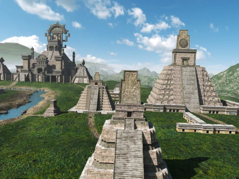 古代マヤ都市遺跡寺院複合施設環境 3Dモデル
