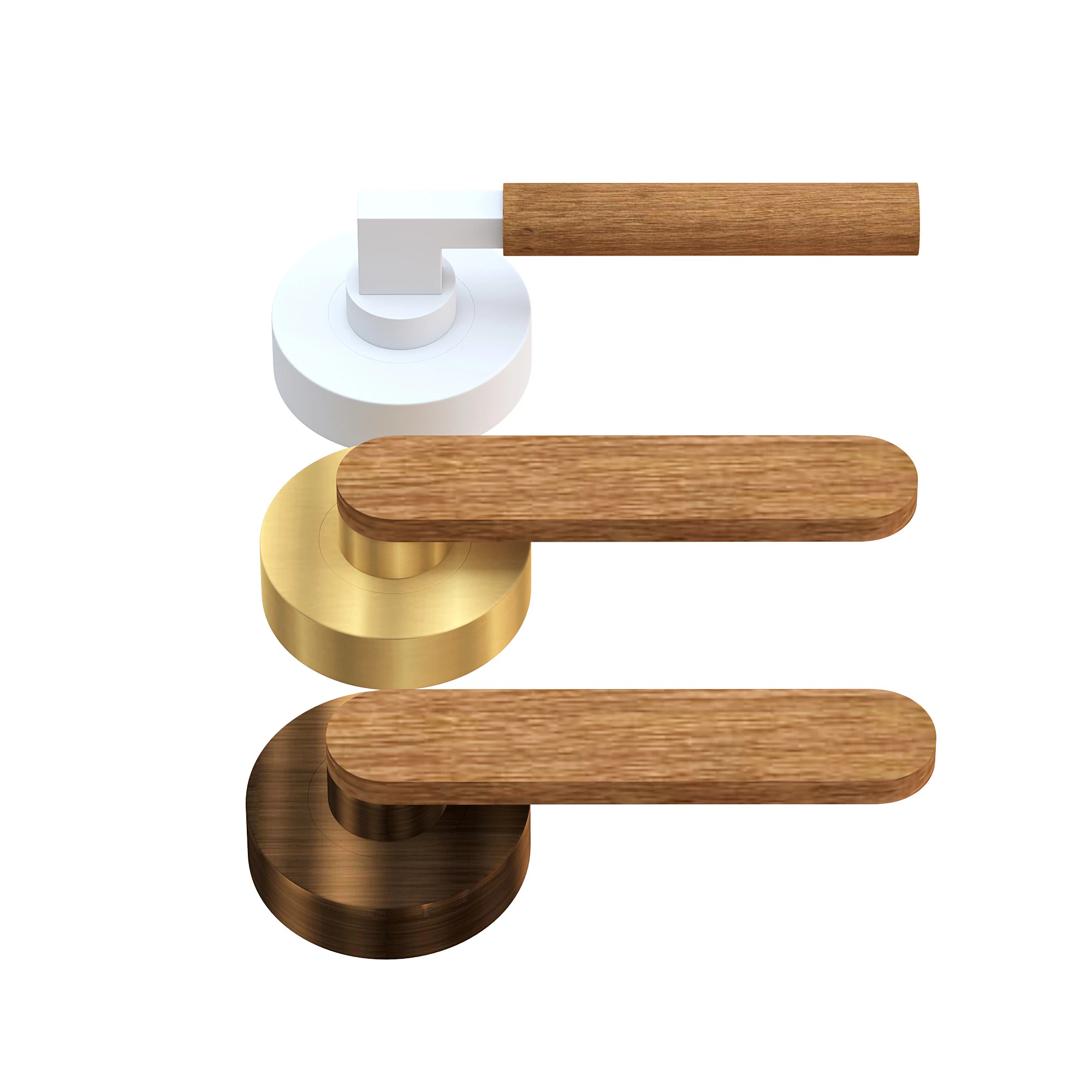 Door handles wooden 3D Model .c4d .max .obj .3ds .fbx .stl .blend 