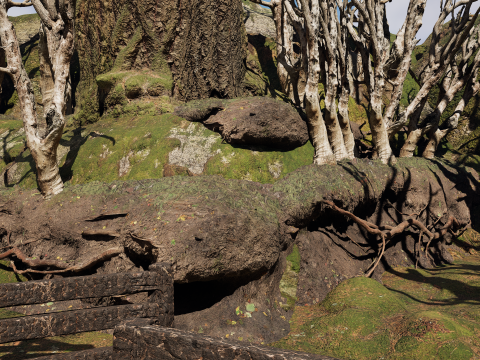 Wooden Farm House and Stone Barn in the Forest 3D 模型
