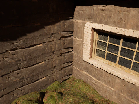 Wooden Farm House and Stone Barn in the Forest 3D Model