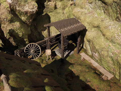Wooden Farm House and Stone Barn in the Forest 3D 模型