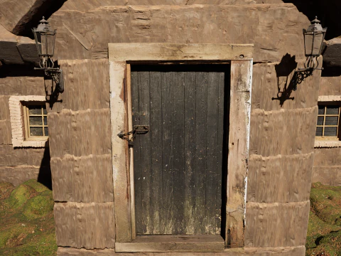 Wooden Farm House and Stone Barn in the Forest 3D Model