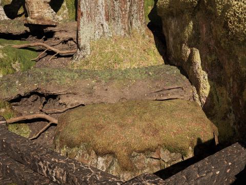 Wooden Farm House and Stone Barn in the Forest 3D 模型