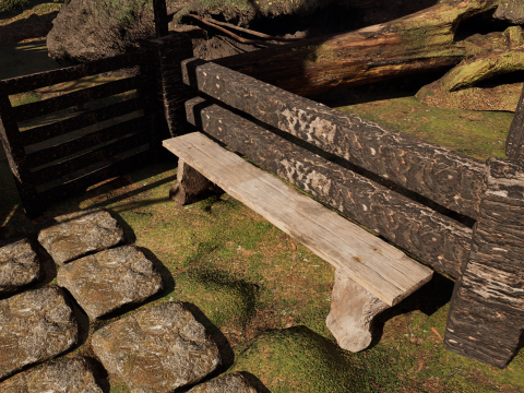Wooden Farm House and Stone Barn in the Forest 3D 模型