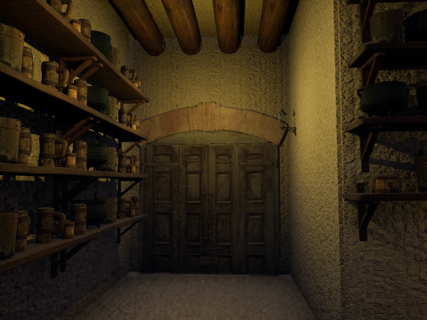 Cozy Medieval Tavern with Stone Fireplace 3D Model