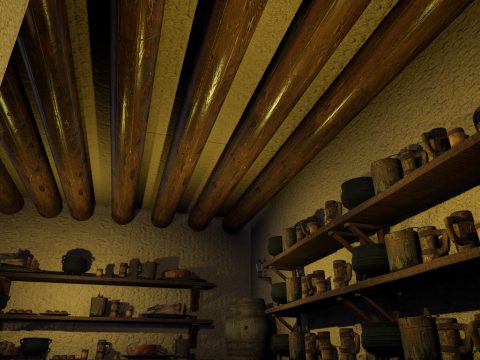Cozy Medieval Tavern with Stone Fireplace 3D Model