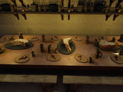 Cozy Medieval Tavern with Stone Fireplace 3D Model