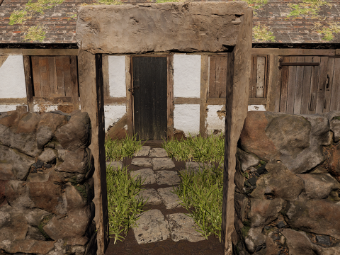 Village House with Garden 3D Model