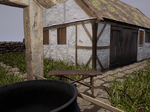 Village House with Garden 3D Model
