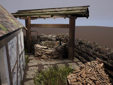 Village House with Garden 3D Model