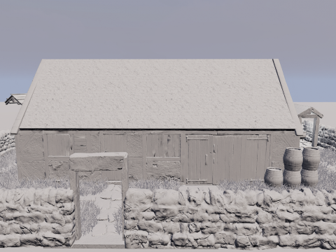 Village House with Garden 3D Model