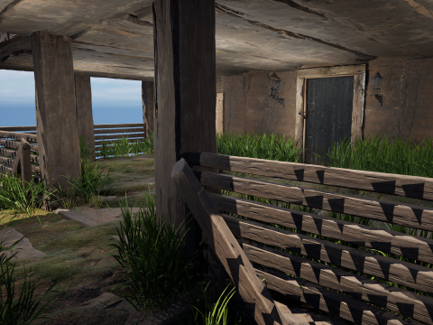 Medieval Two Storey Village House with Barn 3D 모델