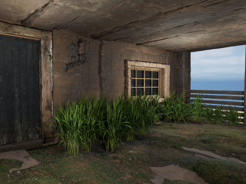 Medieval Two Storey Village House with Barn 3D 모델
