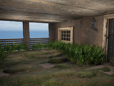 Medieval Two Storey Village House with Barn 3D Model