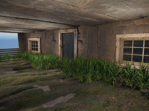 Medieval Two Storey Village House with Barn 3D 모델