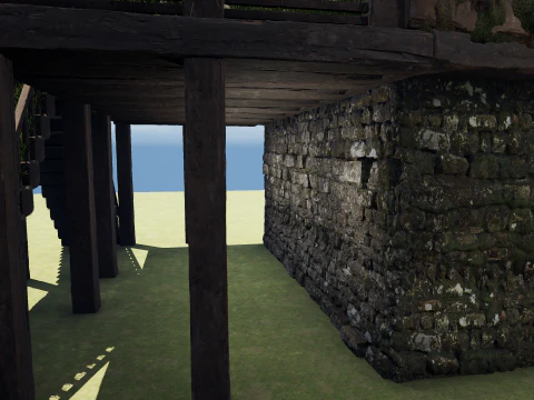 Medieval Two Storey Village House with Barn 3D Model