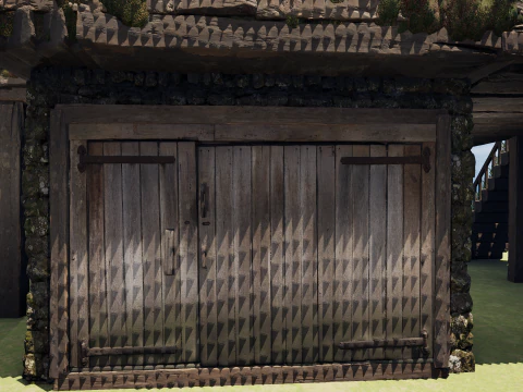 Medieval Two Storey Village House with Barn 3D Model