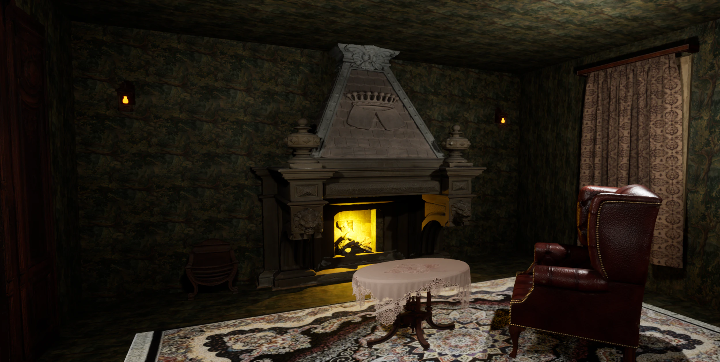 Cozy Bedroom with Fireplace 3D Model .c4d .max .obj .3ds .fbx .stl .blend 