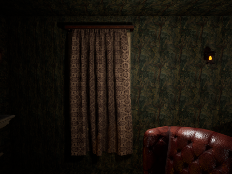 Cozy Bedroom with Fireplace 3D Model