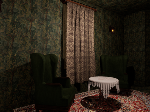 Cozy Bedroom with Fireplace 3D Model