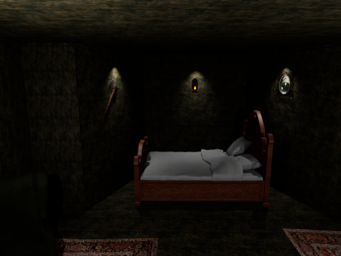 Cozy Bedroom with Fireplace 3D Model