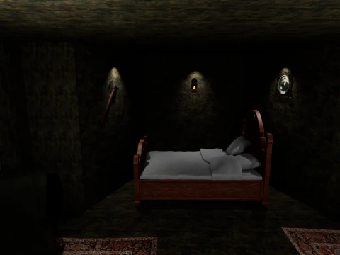 Cozy Bedroom with Fireplace 3D Model