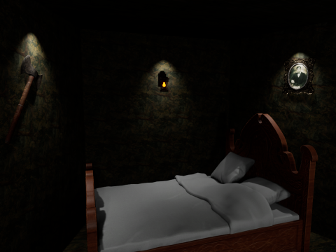 Cozy Bedroom with Fireplace 3D Model