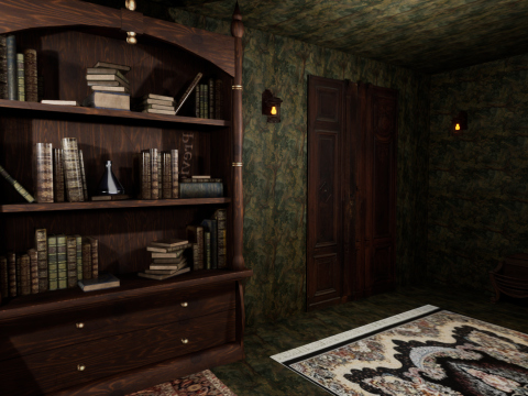 Cozy Bedroom with Fireplace 3D Model
