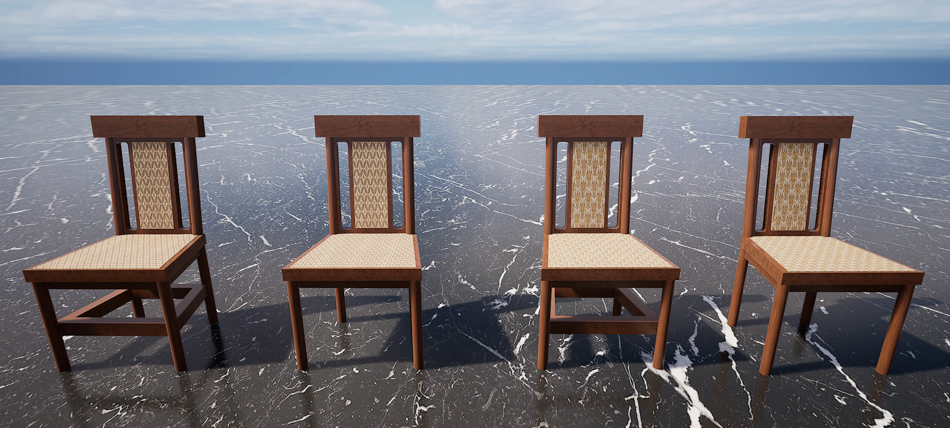 Four Decorated Granite Chairs 3D Model .c4d .max .obj .3ds .fbx .stl .blend