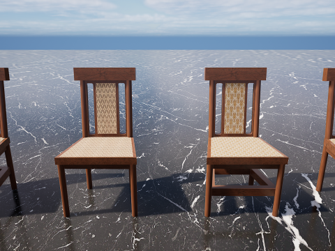 Four Decorated Granite Chairs Modello 3D