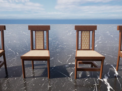 Four Decorated Granite Chairs 3D Model
