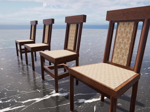 Four Decorated Granite Chairs Modello 3D