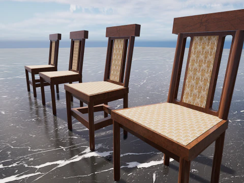 Four Decorated Granite Chairs 3D Model