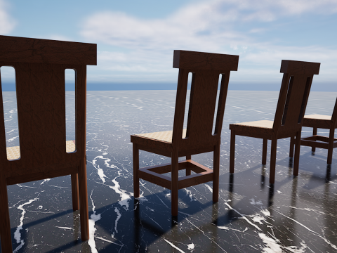 Four Decorated Granite Chairs Modello 3D