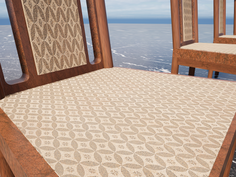 Four Decorated Granite Chairs Modello 3D