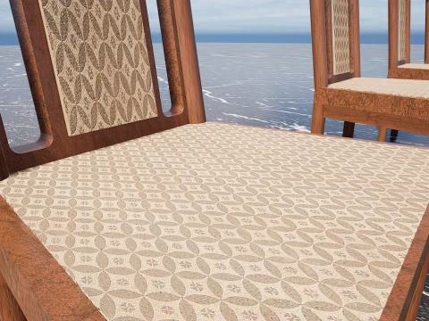 Four Decorated Granite Chairs 3D Model