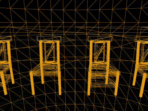 Four Decorated Granite Chairs Modello 3D
