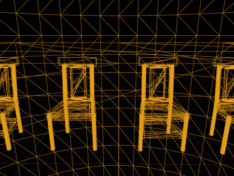 Four Decorated Granite Chairs 3D Model