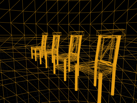 Four Decorated Granite Chairs Modello 3D