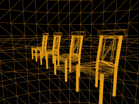 Four Decorated Granite Chairs 3D Model