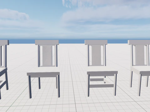 Four Decorated Granite Chairs 3D Model